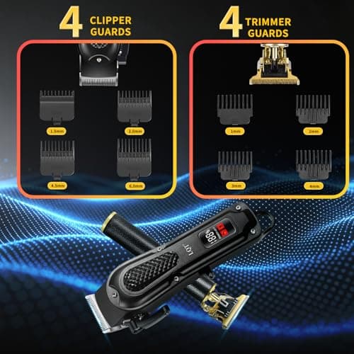 LQT® Men's Professional Hair Clippers Kit，Cordless & Corded Barber Clippers Set，Grooming Rechargeable Beard Trimmer with Adjustable Blade Black - Thumbnail 2