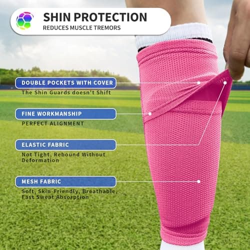 ATHCISE Kids Youth Soccer Shin Guards with Sleeves, Slip in Shinguards Soccer Shin Pads for 3-15 Years Old Boys Girls Child Teens - Thumbnail 5