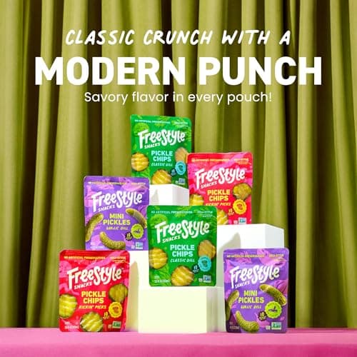 Freestyle Snacks Pickle Variety Snack Packs - 3 Flavors of All Natural, Fresh-Packed Deli-Style Pickles - Non-GMO, Kosher, Gluten-Free, Low Calorie Snacks - 3.5 Ounce (6 Pack) - Thumbnail 3