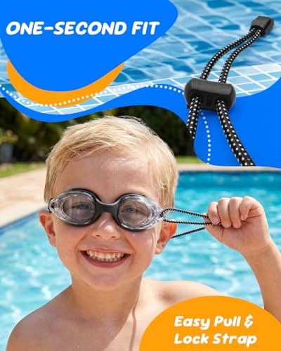 Aegend Swim Goggles for Kids Age 3-8 (Black) - Thumbnail 2
