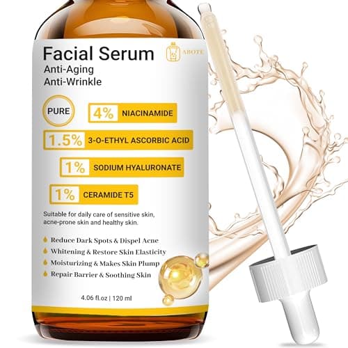 Pure 4% Niacinamide Serum for Acne Treatment for Face & Dark Spots | Brightening Face Serum with 1.5% Vitamin C | 1% Hyaluronic Acid | 1% Ceramide T5 (4 fl.oz/120ml)