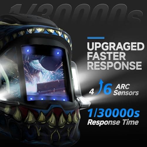 ANDELI Welding Helmet with 4 LED Light, 180° Panoramic 6 Arc Sensor True Color Auto Darkening Welding Hood with Internal Display, 2400mAh Rechargeable Battery for TIG/MIG/Cut/Grind MONERDB-LED-PRO - Thumbnail 5