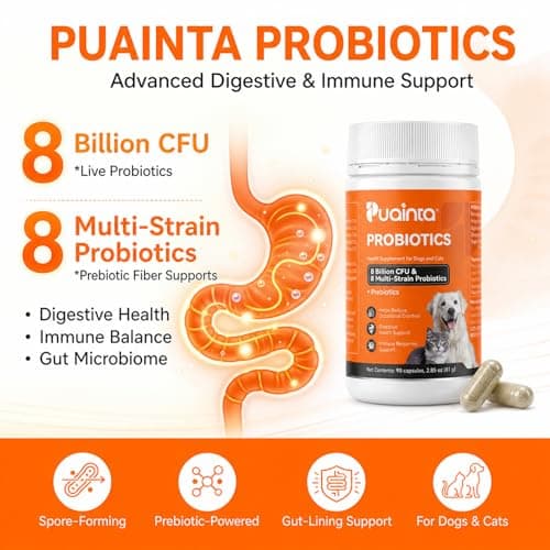 PUAINTA Probiotics for Dogs & Cats – 8-Strain Probiotic with Prebiotics for Digestive & Gut Health, Immune & Stool Support, Helps Dogs Eating Dirt, Grass & Non-Food Items (90 Count) - Thumbnail 5