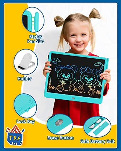 TEKFUN LCD Writing Tablet for Kids, Teen Girl Boy Gifts Ideas, Educational Toys for Boys 8 7 6 5 4 3 Year Old, Drawing Board for Kids Adults (15in Blue) - Thumbnail 2