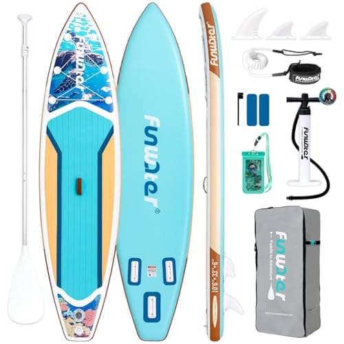 FunWater 10'6×33"×6" Inflatable Stand Up Paddle Board with Premium SUP Paddleboard Accessories, Wide Stable Anti-Slip EVA Deck,Paddle Boards for Adults & Youth of All Skill Levels