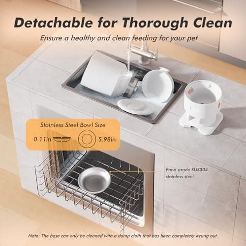 Automatic Cat Feeder - 5L Anti-Clog Cat Food Dispenser Keeps 2-15mm Dry Food Fresh, 10s Voice, 1-6 Meals/Day, Programmable Portions, 180-Day Battery Life, Easy to Clean Auto Pet Feeder for Small Dog - Thumbnail 6