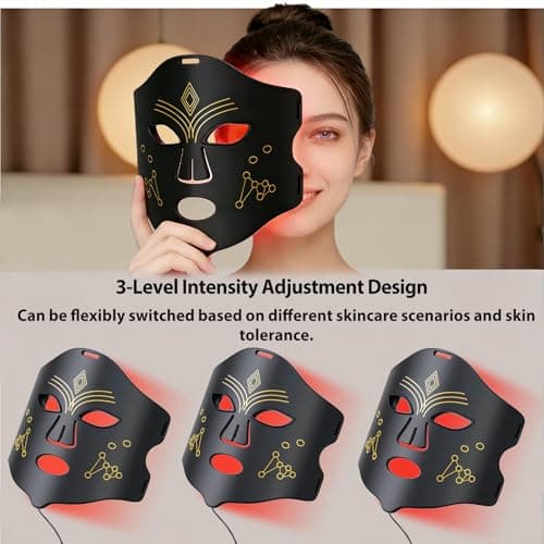 Red Light Therapy for Face, LED Face Mask Light Therapy, 4 Light Modes with NIR, Red & Blue LED Light Therapy USB-C, Remote Control Portable Led Mask for Home & Travel (Black) - Thumbnail 4
