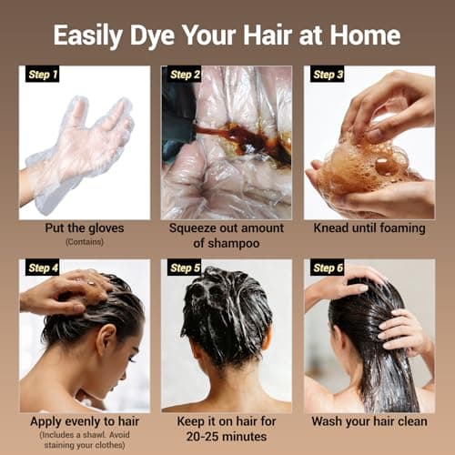 IIIMEIDU MEIDU Dark Brown Hair Dye Shampoo 3 in 1, Instant Hair Color Shampoo for Women Men, Herbal Ingredients Coloring in Minutes 500ML - Thumbnail 5