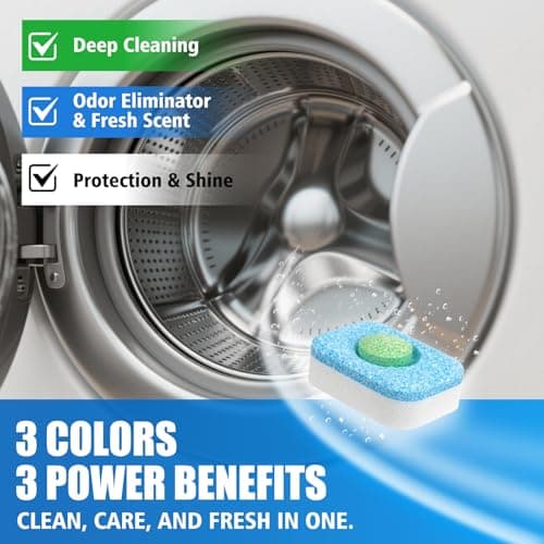 Washing Machine Cleaner Tablets - Washer Machine Cleaner Tablets for HE Front Loader & Top Load Washer, Deep Cleaning & Remove Odor, Eco-friendly Deodorizer for Septic Safe (32 Pack) - Thumbnail 2