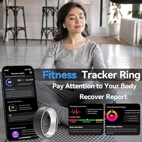 Smart Rings for Women Men,Sleep Tracking Wearable,Fitness Tracker Ring with Step/Heart Rate/Blood Oxygen/Distance/Calorie,Clock Vibration,No Subscription Fee,5ATM Waterproof, iOS&Android(Rose Gold10) - Thumbnail 2