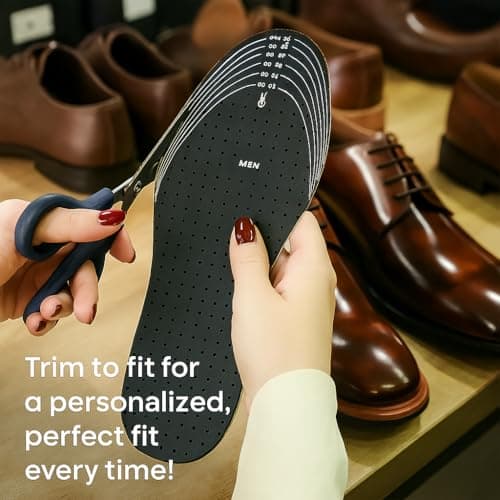 HANDARTE Leather Anti Odor Insoles | Cuttable Odor Eaters Insoles Men | Shoe Deodorizer Thin Insert - Odor Eliminator for Shoes - 100% Natural Goatskin & Anti Sweat - Suitable for No-Socks (Large) - Thumbnail 4