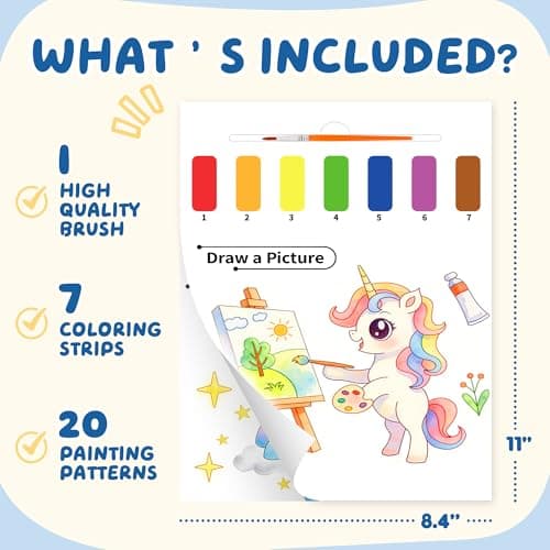 YPLUS Paint with Water Books for Toddlers, Art Craft Toys Watercolor Painting Paper, Gift for Kids Ages 1-3, 2-4, 4-6, Drawing with Brush - Unicorn - Thumbnail 5
