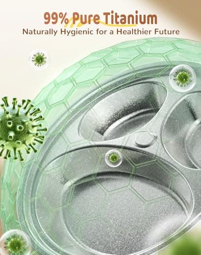 Titanium Kids Plates, Beyond Food-Grade Toddler Plates Naturally Hygienic Baby Plates Balanced Nutrition Smart Divided Portion Control Plate Non - Toxic Panda Shape Dishwasher Safe - Thumbnail 4