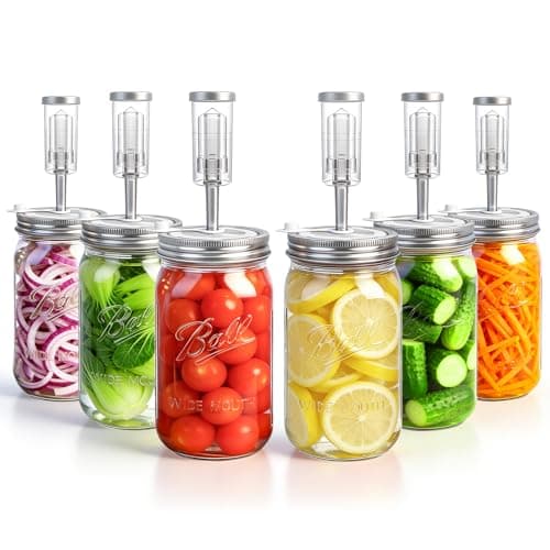 Xelyra Fermentation Lids for Wide Mouth Mason Jars, 6 Set Fermentation Kit with Date Tracker, Stainless Steel Fermenting Lids with Airlocks, Silicone Rings & Grommets (Jars Not Included) - Image 1