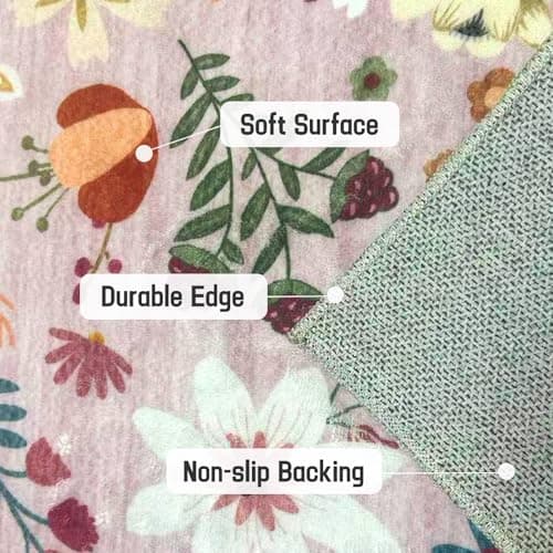 HiChiclife Runner Rug, Floral Rug, Long Rug for Hallway Kitchen,2'x 8',Pink - Thumbnail 5