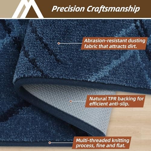 COSY HOMEER Front Door Mat Low Profile Non-Slip Doormat for Entryway, Absorbent Dirt Trapper Washable Entrance Mat, Sturdy Polyester Doormats (48"x32", Blue) - Thumbnail 3