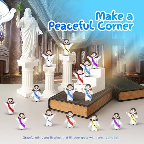 VINETEN 100 Pack Little Jesus Figures – Multicolor “Jesus Loves You” Mini Statues for Easter Egg Stuffers, Christmas Party Favors and Religious Celebrations (Rainbow Color) - Thumbnail 4
