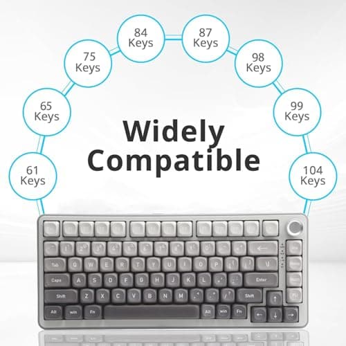 AKepopery 134 Keys MOA PBT Keycaps Set for Cherry Gateron MX Switches Mechanical Keyboard Key Cap (Gradient Gray) - Thumbnail 4