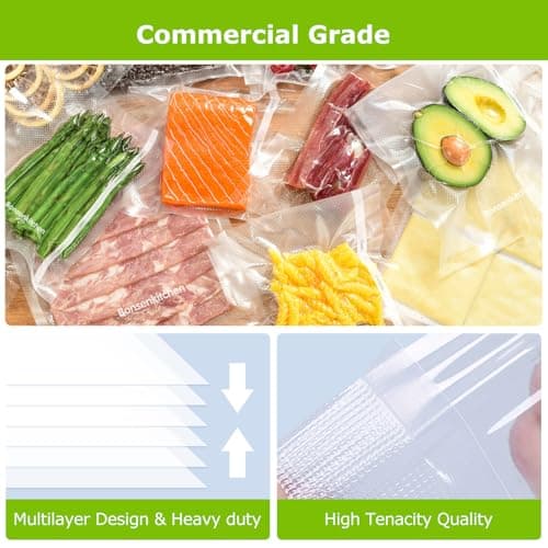 Bonsenkitchen Vacuum Sealer Bags Rolls, 11in x 50ft & 8in x 50ft Durable Food Sealer Bags, Commercial Grade, Heavy Duty, BPA Free, Seal a Meal, Great for Food Storage & Sous Vide Cooking, VB25 - Thumbnail 2
