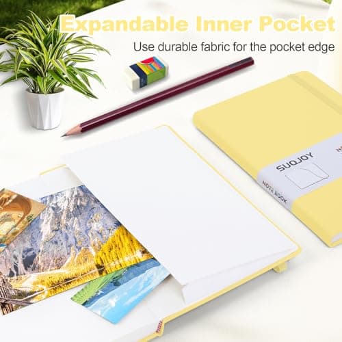 SUQJOY Lined Journal Notebooks for Writing, 100 GSM Thick Paper, 1 Pack Hardcover Notebooks, A5 College Ruled Notebook, Journaling Notebook for School/Travel/Office (Yellow- 1 Pack) - Thumbnail 4