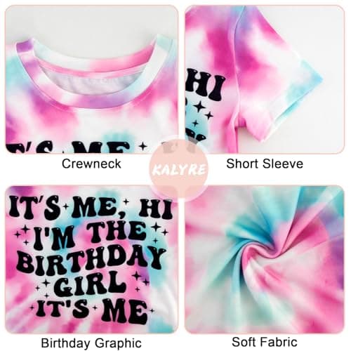 Birthday Girl Shirt Its Me Hi Im The Birthday Girl Its Me T-Shirts Kids Short Sleeve Tee Outfit Size 10-12 Tie Dye Purple - Thumbnail 6