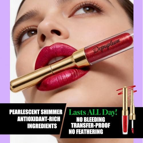 Nude Metallic Lipstick and Lip Liner Combo Makeup 2-in-1 Shimmer Glitter Lipsticks for Women, Metallic Lip Gloss Stain Waterproof Smudgeproof Mude Pink Long Lasting Lipsticks (GB22 Rose Lolita) - Thumbnail 4