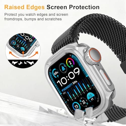 SDOCEBF 2 in 1 Metal Alloy Case for Apple Watch Series 11/10 46mm, Rugged Aluminum Bumper with Back Cover, Shockproof Protective Case for Gift-Ready, Silver - Thumbnail 2