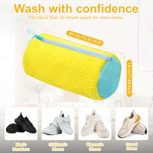 MURAEL Shoe Washing Machine Bag,Laundry Shoe Bag For Washer And Dryer,Shoe Washing Bag for Washing Machine, Shoe Cleaning Bag For All Shoe Types Reusable Shoe Washing Bag(Yellow 2pcs) - Thumbnail 4