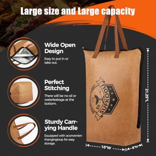 Sufkodu 21in Insulated BBQ Blanket for Resting Meat, Heavy-Duty Meat Resting Bag with Wide Mouth for Briskets, Pork, Turkey, Moisture Retention - Smoker Accessories, BBQ Gifts for Men - Thumbnail 3