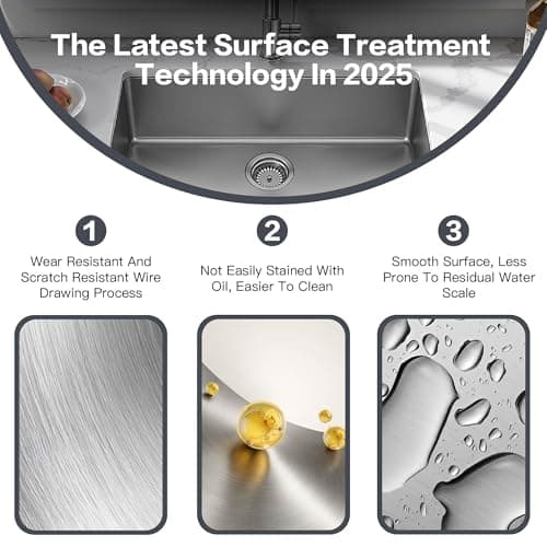 GKFF Kitchen Sink 16-Gauge Workstation S304 Stainless Steel Kitchen Sinks Handmade Modern Single Bowl Deep Sink with Accessories and Integrated fregaderos de cocina modernos (Undermount 30" x 18") - Thumbnail 4