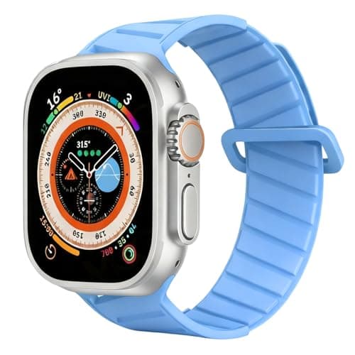 Magnetic Silcone Band Compatible with Apple Watch Series 11/10/9/8/7/6/5/4/3/2/1 SE Ultra 3/2/1, Lightweight Elastic iWatch Band for Women Men 38/40/41/42/44/45/46/49mm Soft Breathable Adjustable Strap - Image 1