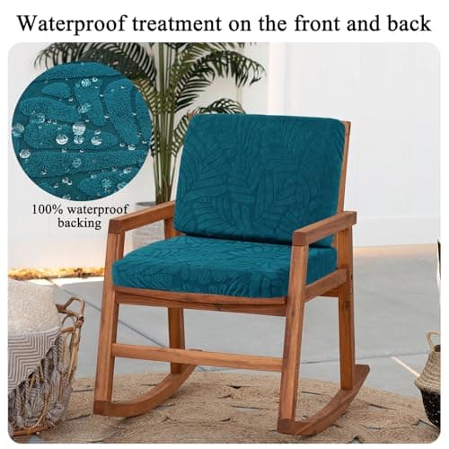 HEBE Stretch Patio Cushion Covers Set 8pcs,Waterproof Outdoor Couch Covers Replacement,Washable Reusable Seat Cushion Slipcovers for Patio Furniture Protector,Chair Cushion Cover - Thumbnail 5