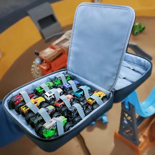 Carrying Case for 24 Monster Jam Trucks - Kids Toy Truck Storage Bag Compatible with 1:64 Scale Monster Jam Die-Cast Vehicles, Portable Monster Truck Organizer (Bag Only, Without Accessories) - Thumbnail 6