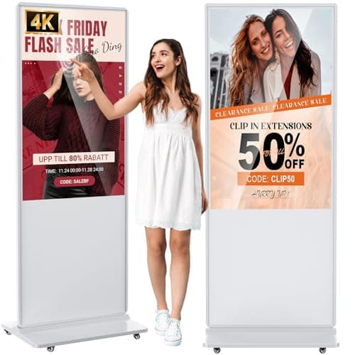 YCKJNB 55 inch Indoor Digital Signage 4K Touchscreen IPS Floor Standing Digital Kiosks Interactive Displays with WiFi HDMI/USB Input Auto AD Player, Android OS White - Image 1