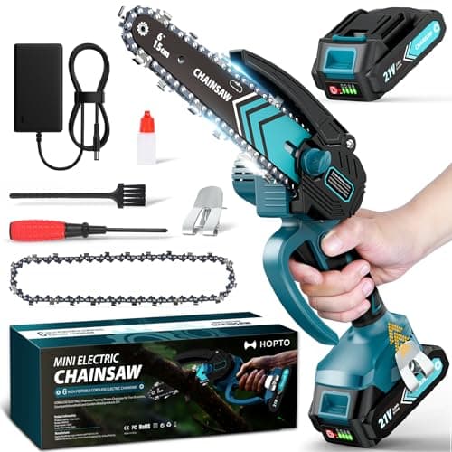 Mini Chainsaw- 6 Inch Electric Mini Chain Saw Cordless Battery Powered One-Hand Tree Trimming Saw, Portable Gardening Gadgets for Men, Unique Birthday Gifts (Blue-1 Battery) - Image 1