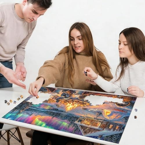 Aurora Winter Cabin Puzzles for Adults 1000 Pieces,Impossible Hard Challenging Jigsaw Puzzles for Adults,Puzzle with Letters on Back Games,Peaceful Snowy Escape Wall Art Decor,Gifts for Boys Girls - Thumbnail 5