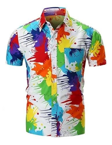 Men's Hawaiian Shirt Funky Blue Beach Printed Tropical Beach Shirt Casual Button Down Short Sleeve Floral Shirts Tops - Image 1