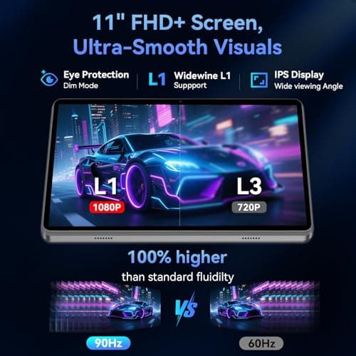 HNVHNV Android 16 Tablet 11 inch Tablets with Keyboard, 34GB+128GB+2TB Expand, 2.2 GHz Octa-Core, 90Hz IPS Display, Gemini AI, 8000mAh, WiFi 6, GPS, 2-in-1 Tablet with Case, Mouse, Stylus (Black) - Thumbnail 5