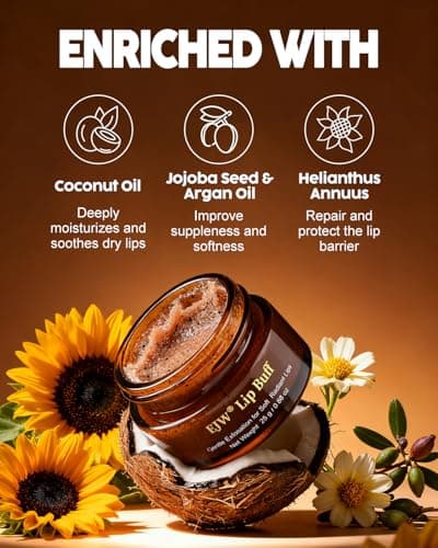 Triple-Action Lip Scrub - Brown Sugar, Coffee & Pearlite Exfoliator - Infused with Coconut & Botanical Oils for Nourishing Care of Dry, Cracked Lips - Vegan, Cruelty-Free - Thumbnail 3