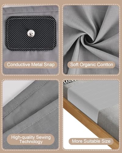 Grounding Sheets,Grounding Mat for Bed 10% Pure Silver Fiber+90% Organic Cotton,with 15Ft Grounding Cord,Fixed Clips,Test Pen,104 * 23.6inch Suitable for All Mattress Sizes(Grey) - Thumbnail 5