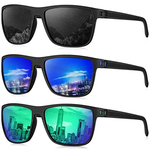 KALIYADI Polarized Sunglasses Men, Lightweight Mens Sunglasses Polarized UV Protection Driving Fishing Golf (Black/Dark Blue/Green) - Image 1