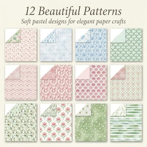 12x12 Scrapbook Paper & Scrapbooking Supplies, Bloom Double-Sided Patterned Cardstock Pad, Decorative Craft Sheets for Junk Journal & Photo Album, 24 Sheets - Thumbnail 2