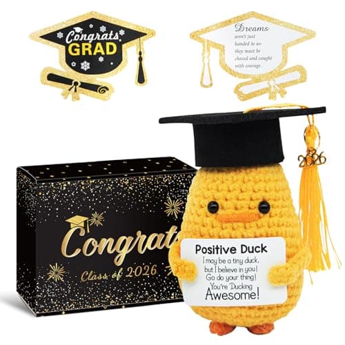 IrichBa Graduation Gifts Set Class of 2026 - Inspirational Positive Duck with Cap and Greeting Card – Handmade Emotional Support Funny Pickle for Her Girls Him Boys High School College