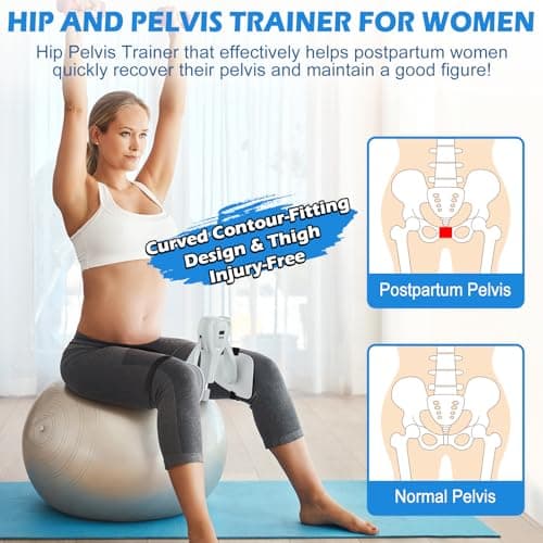 3rd Gen Thigh-Train 0-100 lbs Adjustable Resistance Inner Thigh-Train Exercising Counter with Leg Straps Band Pelvic Floor Kegel Hip Exercise Workout Equipment Pilates Women Men (White) - Thumbnail 5