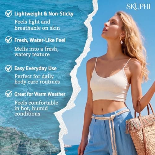 SKUPHI Soothing Body Lotion, Fast Absorbing Water-Burst Moisturizer for Dry Skin, Non-Greasy Hydrating Lotion with Hyaluronic Acid, Glycerin, Shea Butter, White Grapefruit Scent, 6.76 Fl Oz - Thumbnail 4