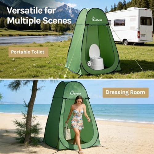 Wolfwise Pop Up Shower Tent, Portable Instant Changing Tent with Ventilation Window & Carry Bag, Privacy Bathroom Toilet for Beach, Camping & Outdoor, Width 47 ", Height 75 ", Green - Thumbnail 5