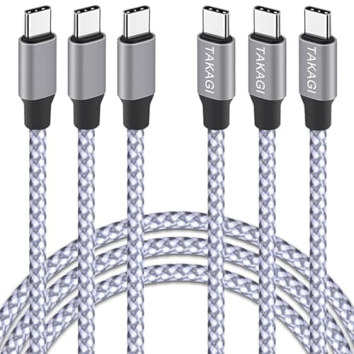 USB C to USB C Cable,Type C Charger Fast Charging Cable 60W 3ft 3Pack Nylon Braided Data Sync USB C Cable for iPhone 17 16 15 Pro Max,Plus/iPad Mini 6,Pro 12.9/MacBook Pro/Air 4/5/Galaxy S25/S24/S23