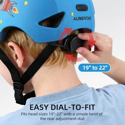AUMENTAR Kids Bike Helmet with Built-in Sun Visor - 360° Adjustable Youth & Toddler Safety Gear for Cycling, Skating, Scooters - 2 Sizes for Ages 3-5-8-14 Years Child Infant Boys Girls S - Thumbnail 5