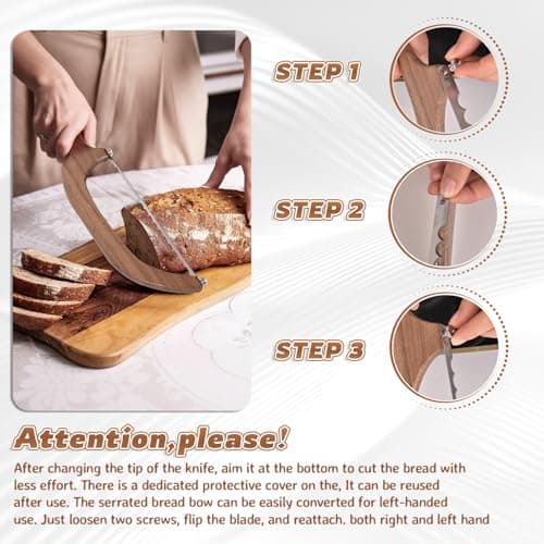 Bow Bread Knife for Homemade Bread – 15.7" Sourdough Bread slicer for Homemade Bread, Bread Cutter with Sharp Serrated Blade, Mothers Day Gifts for Mom, Bow Design Easy to Cutting Even Slices - Thumbnail 4