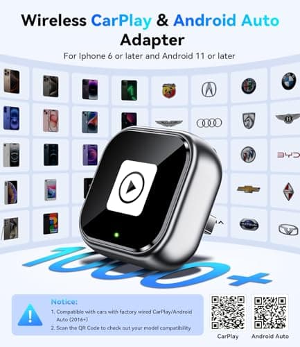 Wireless CarPlay Adapter & Android Auto, Wired to Wireless Carplay Adapter for Apple iPhone & Android, Mini USB Design with Type-C Extension, Plug and Play, No Latency & Auto-Reconnect, 2026 Upgraded - Thumbnail 2